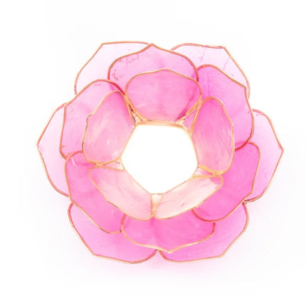 Lotus Teelichthalter in Blattform, orientalisch, rosa, Goldrand