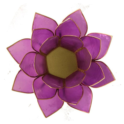 Lotus Windlicht lila Goldrand
