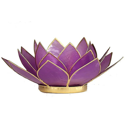 Lotus Windlicht lila Goldrand