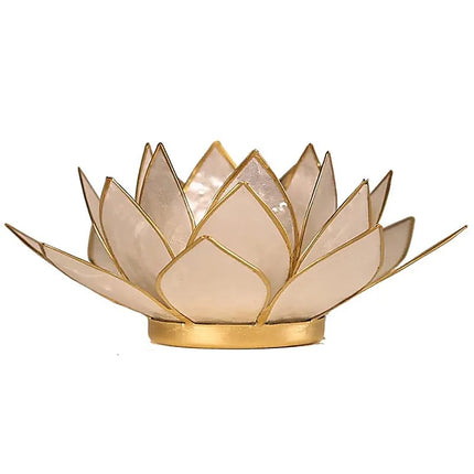 Lotus Teelichthalter Perlmut Goldrand