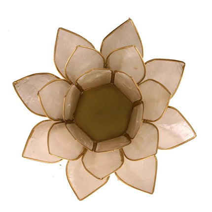 Lotus Teelichthalter Perlmut Goldrand