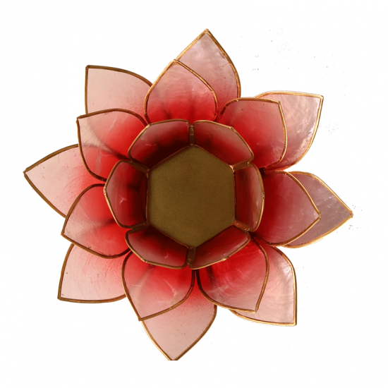 Photophore Lotus rouge/rose liseré or