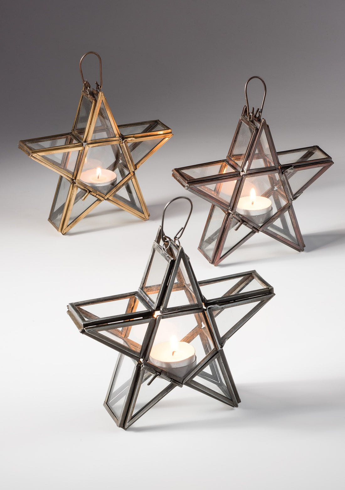 Lanterne étoile sur pied en verre transparent