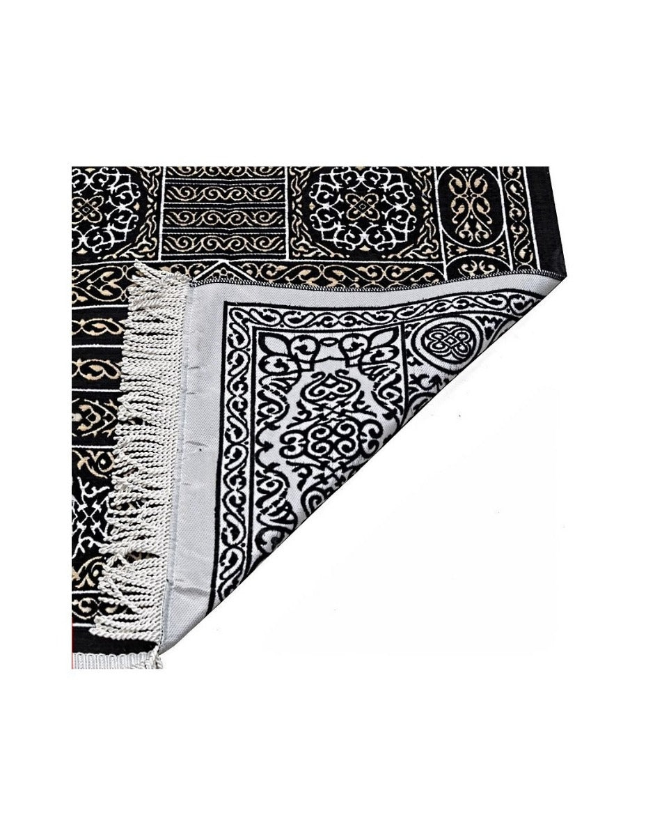 Luxury Prayer Mat Black with Silver Pattern