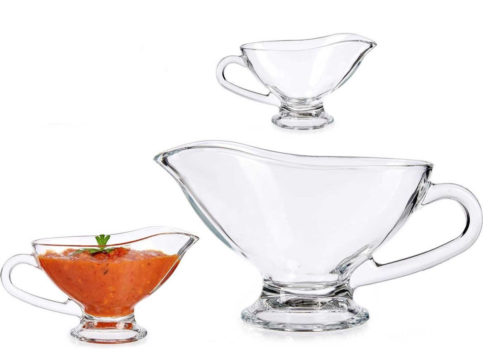 Saucière transparente de luxe en verre 19 x 9 x 10 cm