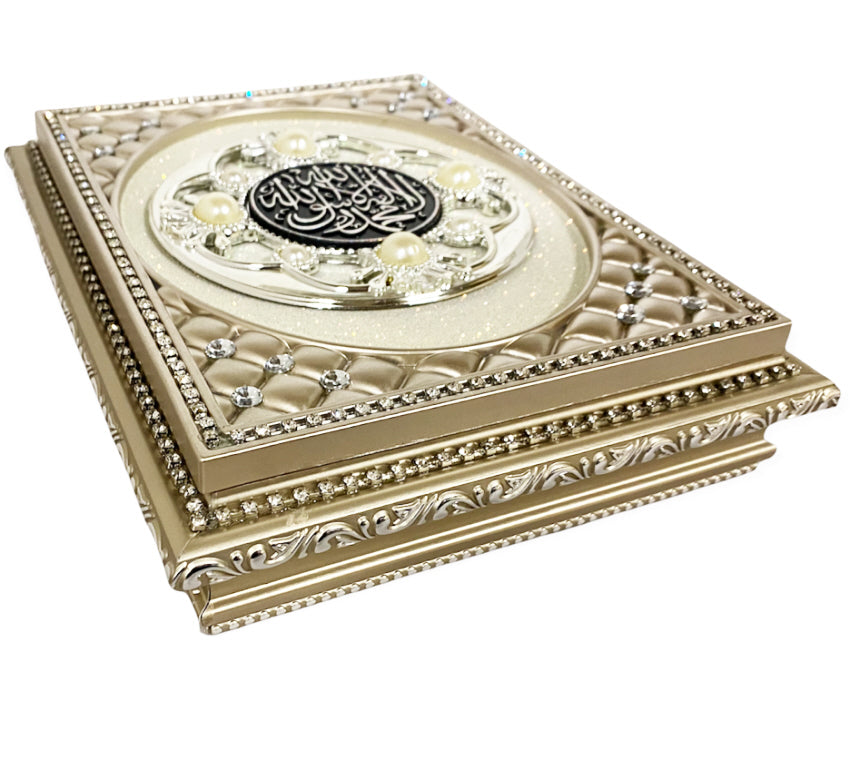 Islamitische cadeau box beige – koran box met fluwelen binnenkant – foto 2