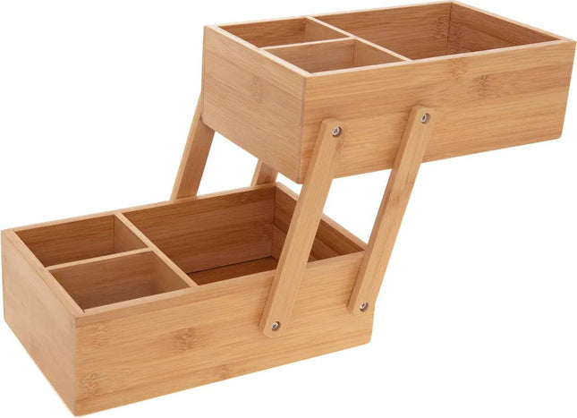 Luxuriöser Make-up Organizer mit 2 Etagen – Bambusholz