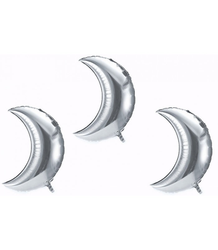 Lune Ballon Argent Petit (3 pièces)