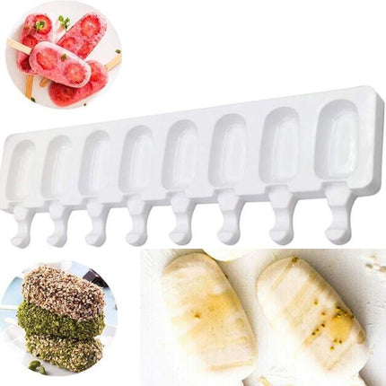 Magnum-Eisform aus Silikon mit 8 Mini-Backformen + 20 Stiele