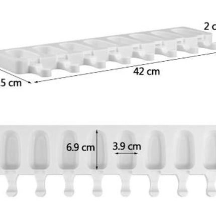 Magnum-Eisform aus Silikon mit 8 Mini-Backformen + 20 Stiele