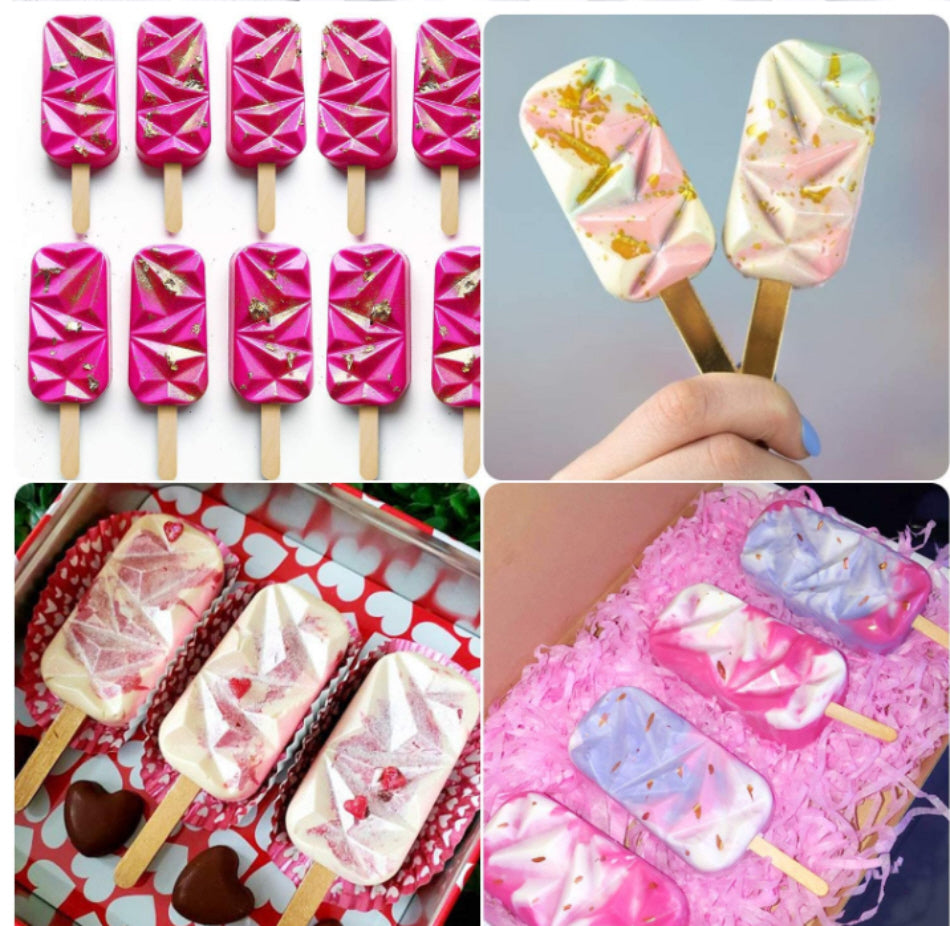 Magnum pops 4 | Chocolate mold | Silicone baking mold | incl. 20 sticks