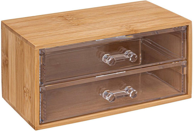 5Five sieraden/make-up organizer - 2 lades - 19 x 12 cm - bamboe/kunststof