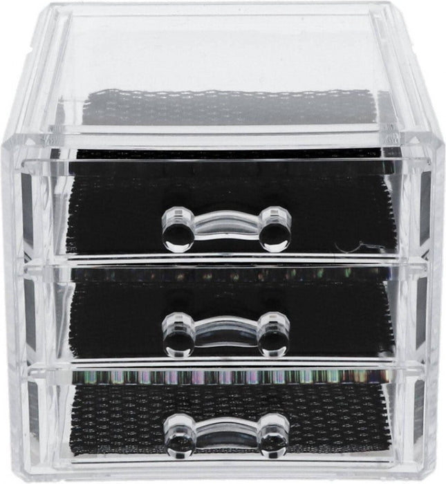 Sieraden/make-up organizer 3 lades 15,5 x 10,5 cm van kunststof - Sieradenkastje - Make-upkastje - Organizers