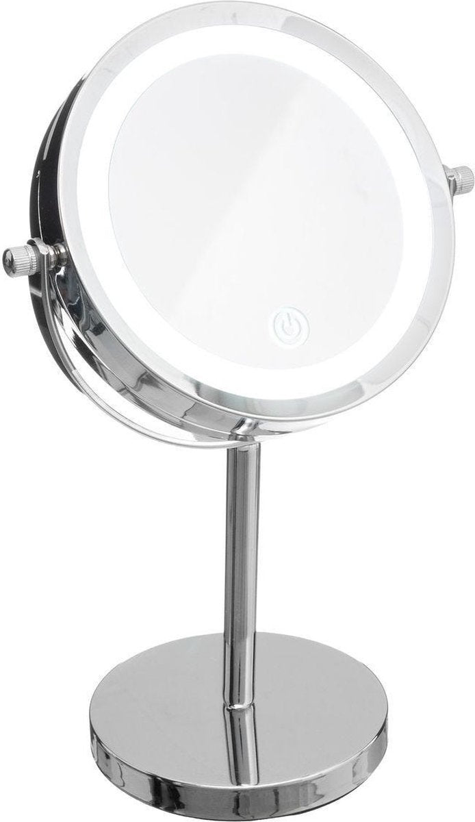 Miroir de maquillage/rasage avec éclairage LED sur pied 18 cm