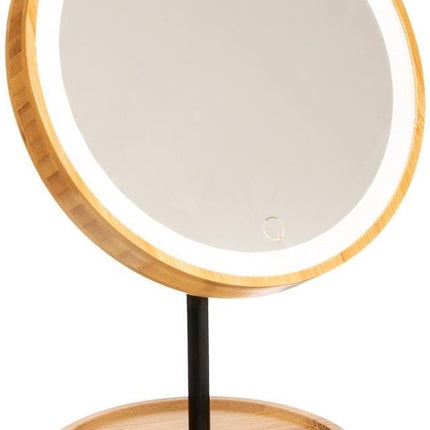 Kosmetikspiegel mit LED-Beleuchtung Bambus 19 x 31 cm