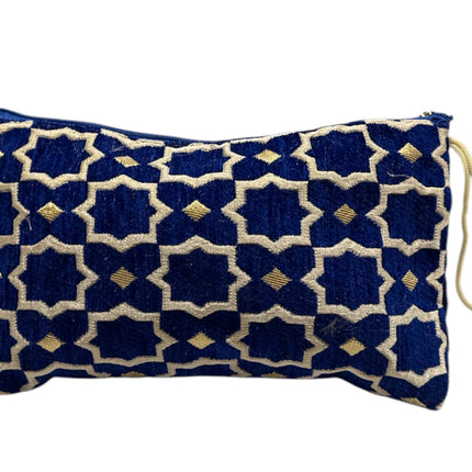 Handgefertigte pflaumenfarbene geometrische Kosmetiktasche – marokkanisches Etui mit Zellige-Muster