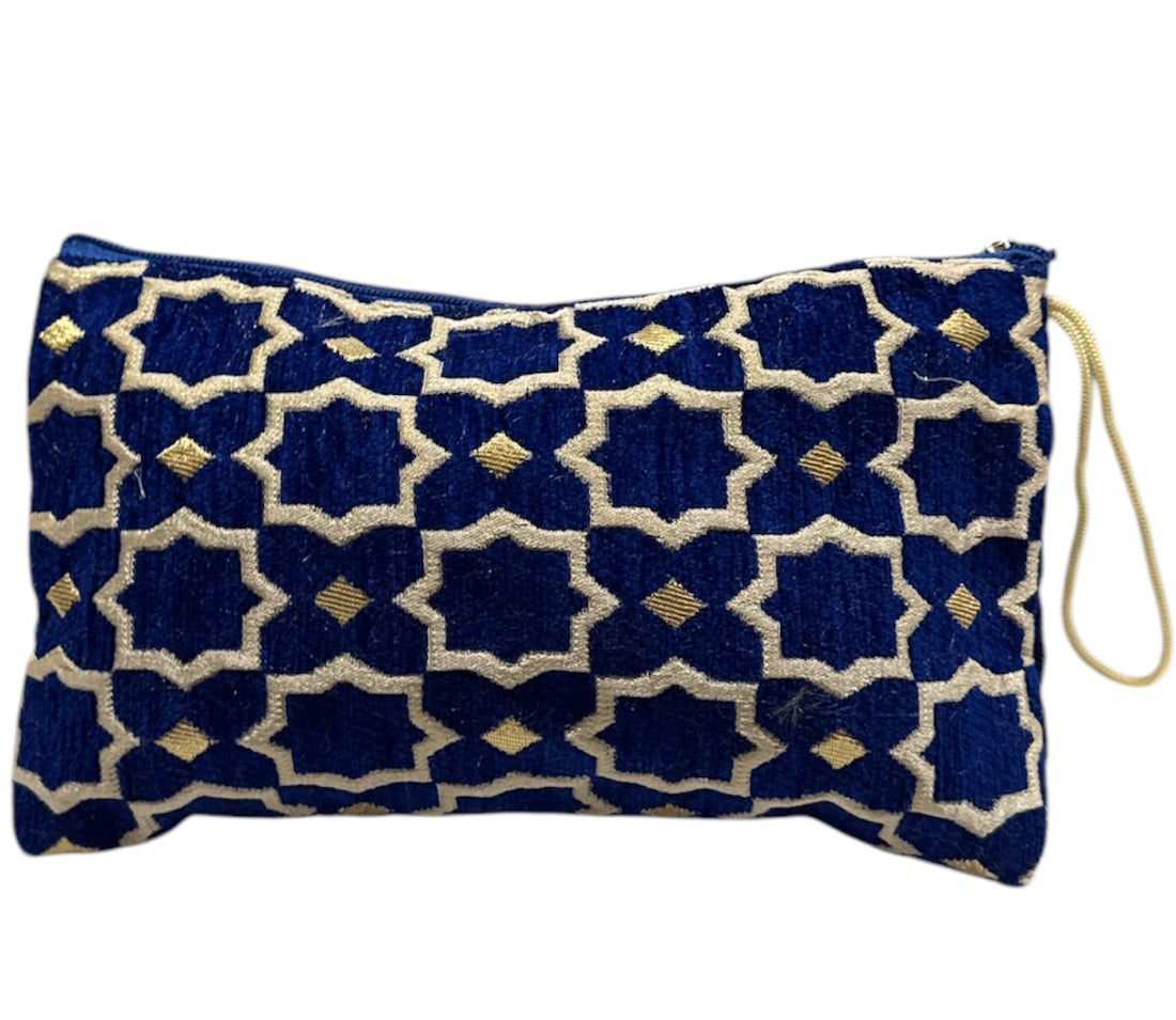 Handgemaakte Marokkaanse make-uptas Plum Geometric – etui met zellig-motief – foto 7