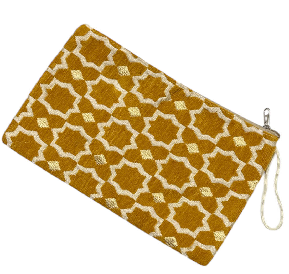 Handgemaakte Marokkaanse make-uptas Plum Geometric – etui met zellig-motief – foto 8
