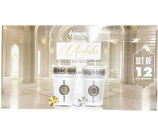Hakal Malaki Marokkanische Teegläser – Silberdesign – 9 cm – 12er-Set