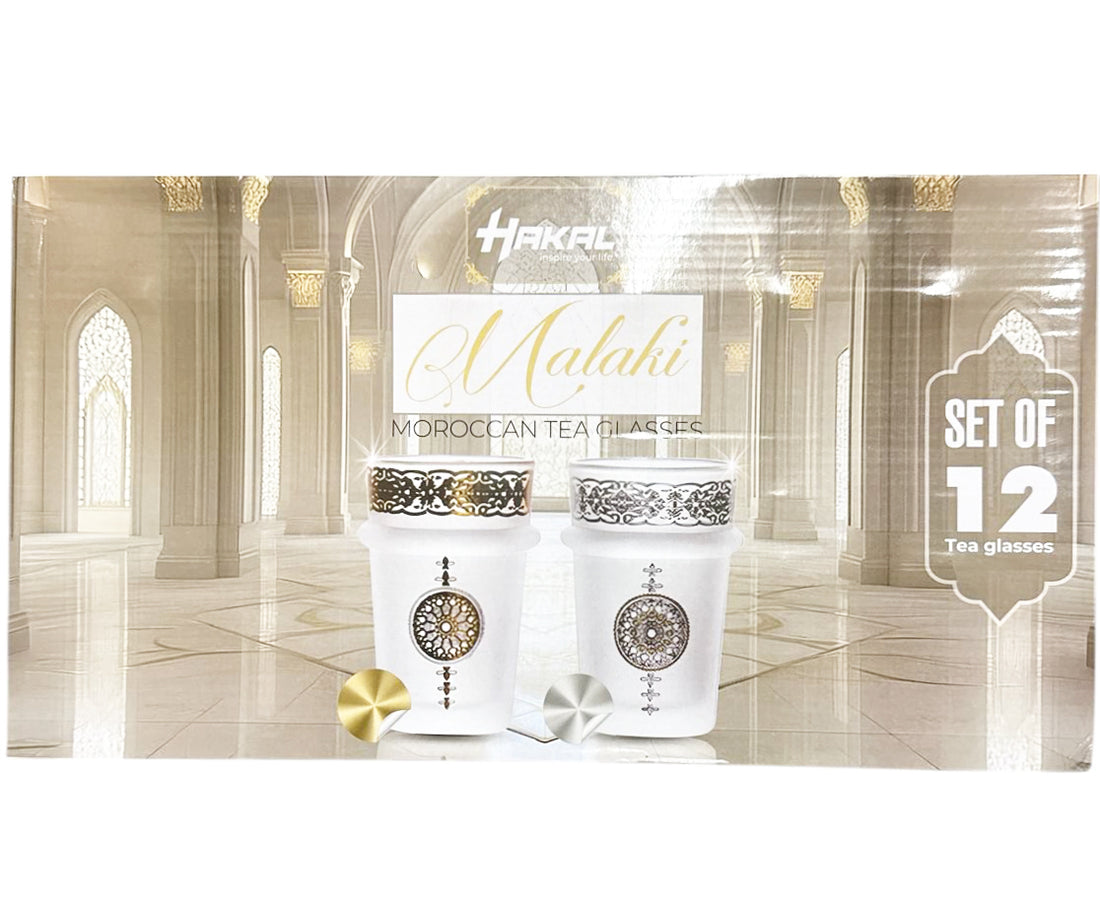 Hakal Malaki Marokkaanse theeglazen goud – set van 12, matglas, 9 cm – foto 2