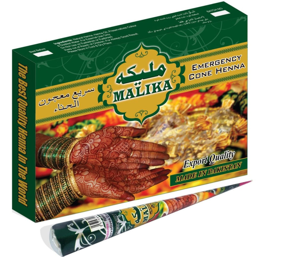 Malika henna cone donkerbruin – kant-en-klare hennapasta in een tube