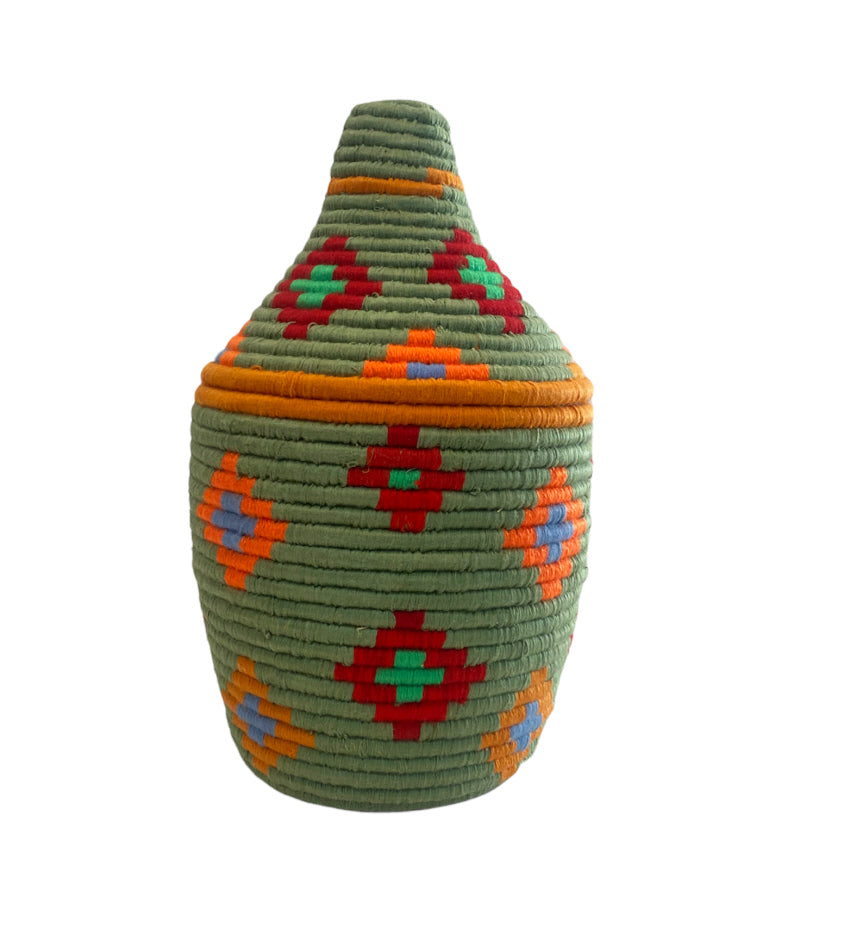 Moroccan colored storage basket green