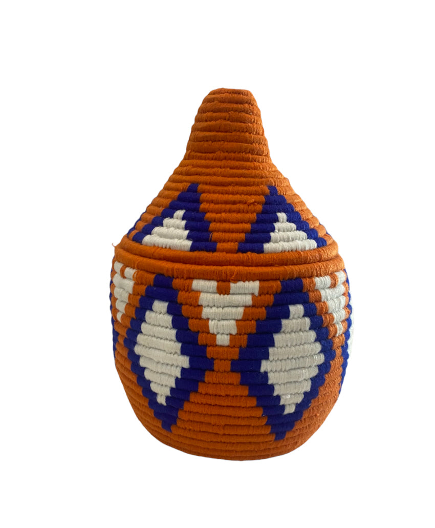 Berber storage basket orange white