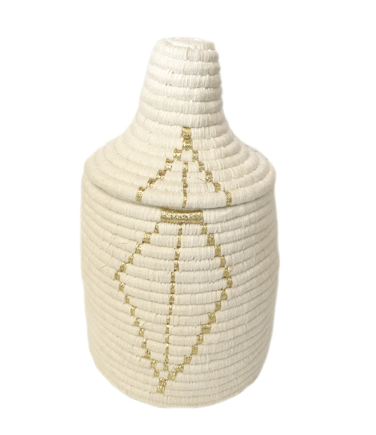 Panier marocain blanc-doré