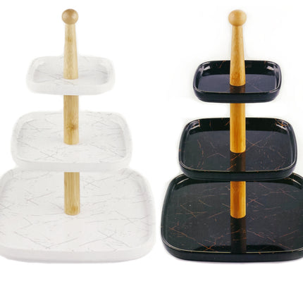 Melamin Etagere 3-teilig Marmor-Optik