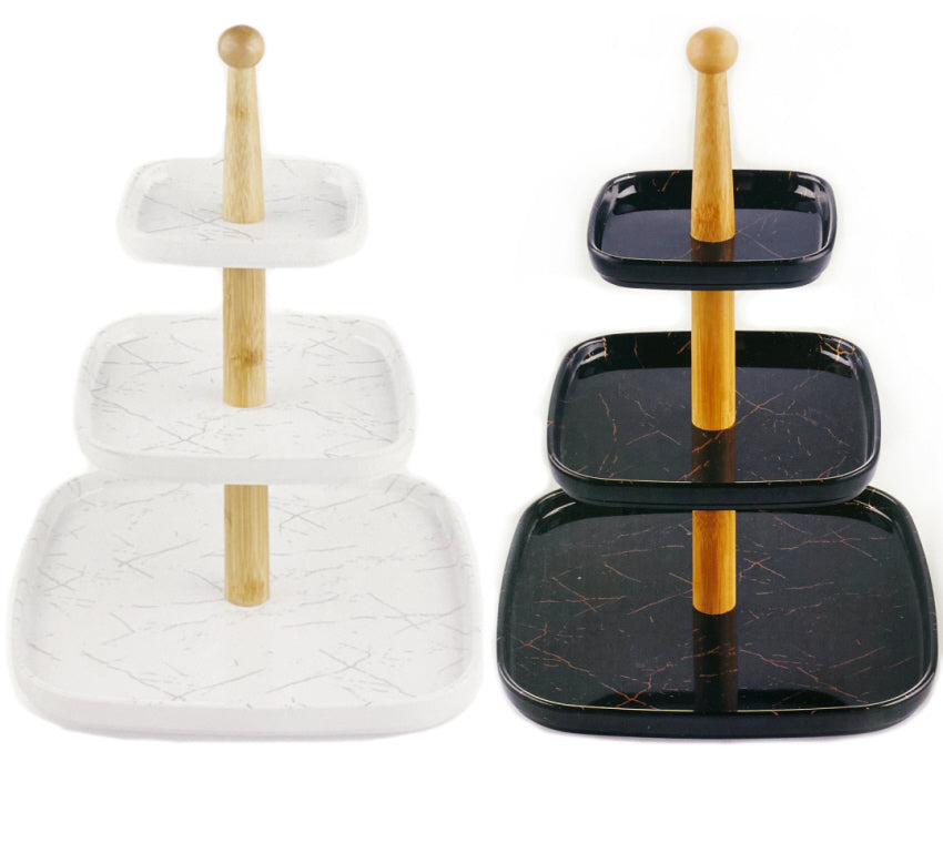 Melamine 3-tier cake stand marble look
