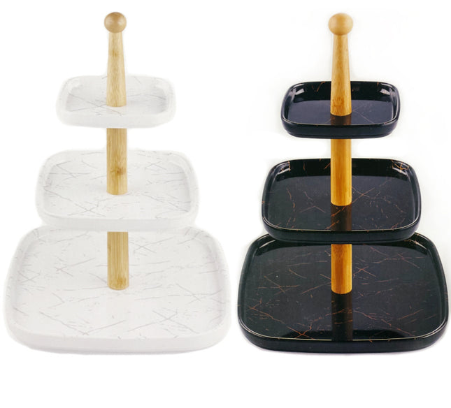 Melamin Etagere 3-teilig Marmor-Optik