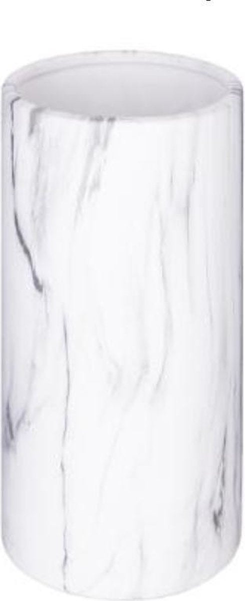 Vase cylindrique aspect marbre H20, blanc