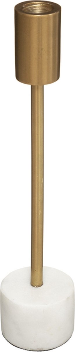 Marmorleuchter Höhe 27 cm weiß und gold | Kerzenständer Marmor
