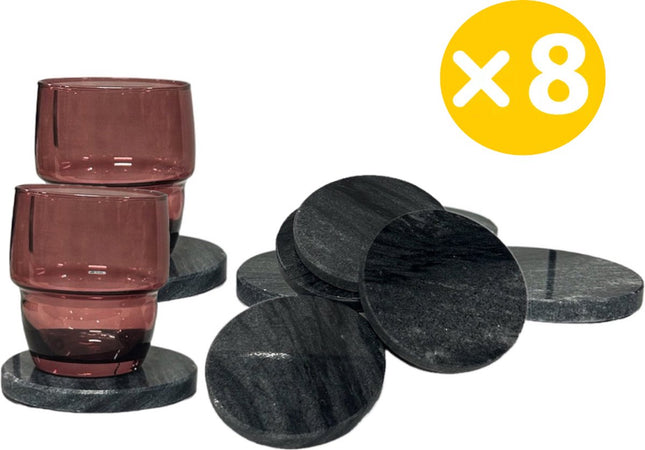 Untersetzer-Set Marmor - Marmor-Untersetzer für Gläser - 8 Stk