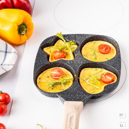 Klausberg Marmeren Eier- en Pannenkoekenpan met 4 Secties – Anti-aanbak, Creatieve Vormen, 19x19 cm