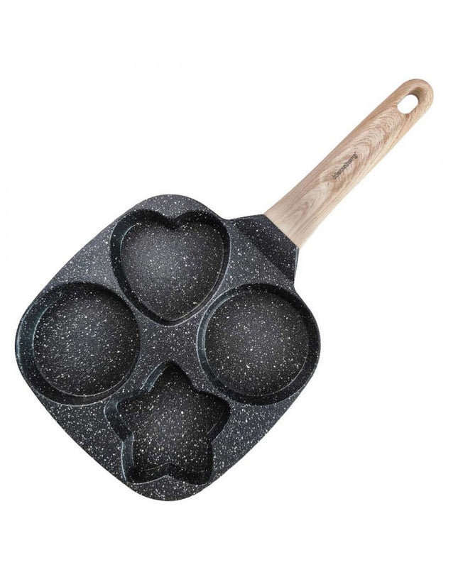 Klausberg Marmor-Ei- und Pfannkuchenpfanne mit 4 Fächern – Antihaftbeschichtet, kreative Formen, 19x19 cm