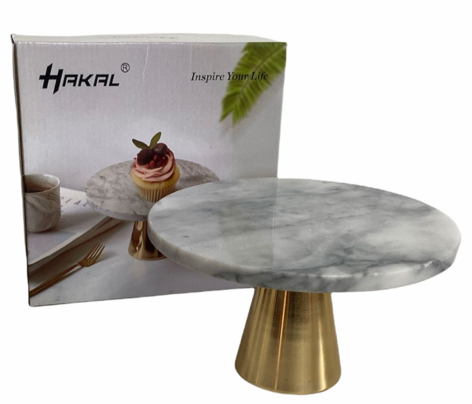 Marmeren plateau op koperen voet – Ø 20 cm, wit of zwart – foto 2