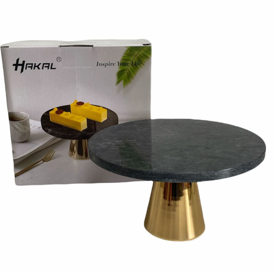 Marmeren plateau op koperen voet – Ø 20 cm, wit of zwart – foto 3