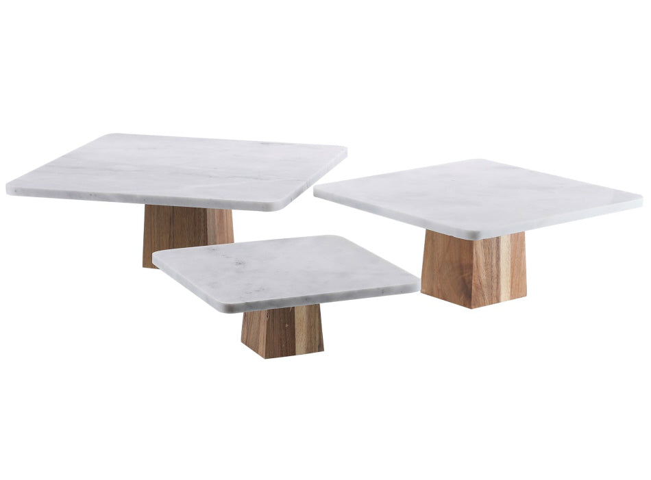 Marmeren taartplateau vierkant op houten voet – cake stand in 3 maten – foto 8