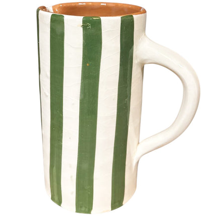 Handgemaakte Keramieken Kan met Strepen – 22 cm – Verkrijgbaar in 4 Kleuren