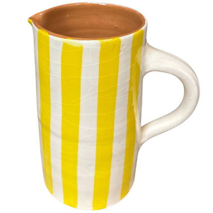 Handgemaakte Keramieken Kan met Strepen – 22 cm – Verkrijgbaar in 4 Kleuren