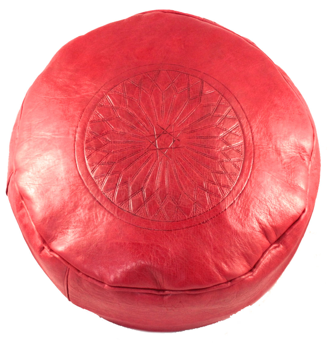 Pouf marocain rouge foncé Ø 50 cm
