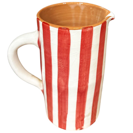 Handgemaakte Keramieken Kan met Strepen – 22 cm – Verkrijgbaar in 4 Kleuren