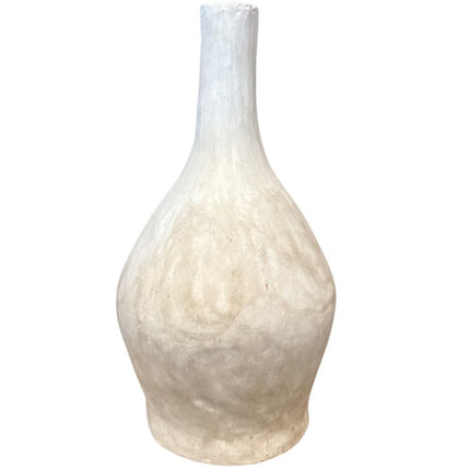 Weiße handgemachte Keramikvase – 32 cm hoch – matte Steingut-Optik