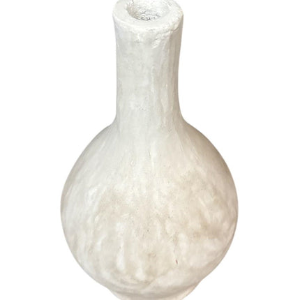 Weiße handgemachte Keramikvase – 32 cm hoch – matte Steingut-Optik