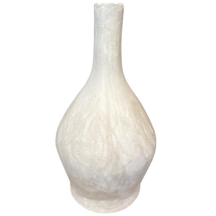 Weiße handgemachte Keramikvase – 32 cm hoch – matte Steingut-Optik