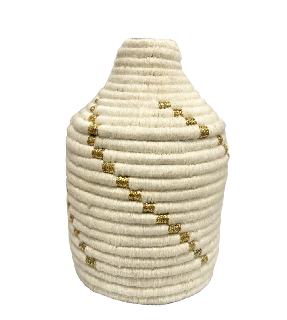 Panier berbère marocain raphia laine