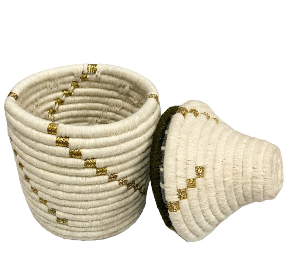 Panier berbère marocain raphia laine