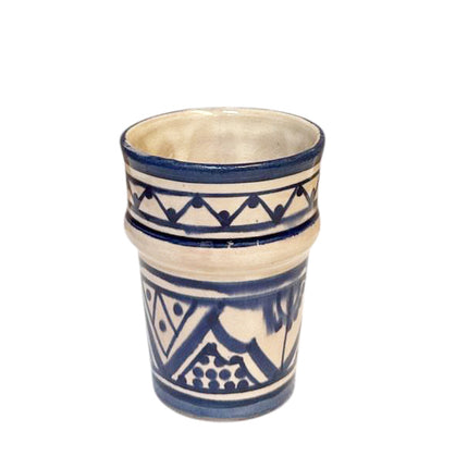 Marokkanischer Becher Handgemacht – Blaue Keramik – 10 cm hoch