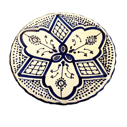 Marokkaanse bord blauw-wit Ø18